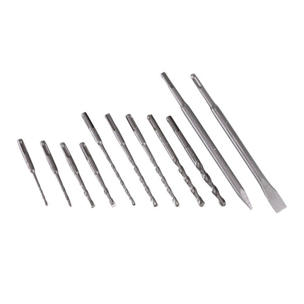 Taladro percutor inalámbrico Makita DHR 243 RFJ 18 V 2,0 J SDS plus sin escobillas + 2 baterías 3,0 Ah + cargador + juego de cinceles perforadores de 11 piezas + Makpac