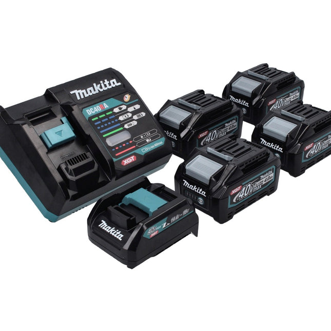Kit alimentatore Makita 40 V max. con 4 batterie BL 4040 4,0 Ah XGT + caricabatterie rapido DC 40 RA XGT LXT + adattatore di ricarica ADP10