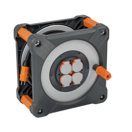 Brennenstuhl ProfessionalLINE Tamburo portacavi con protezione antiribaltamento completa ( 9201500100 ) 50 m 4 scarpette IP44 BGI 608