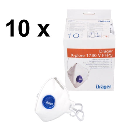 Dräger X-plore 1730 V NR D Semi-maschera filtrante FFP3 - 100 pz. ( 10x 3951088 ) Misura universale con respiratore a valvola CoolMAX