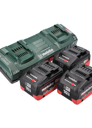 Set básico Metabo 3x batería 18 V 10,0 Ah LIHD + cargador doble + metaBOX