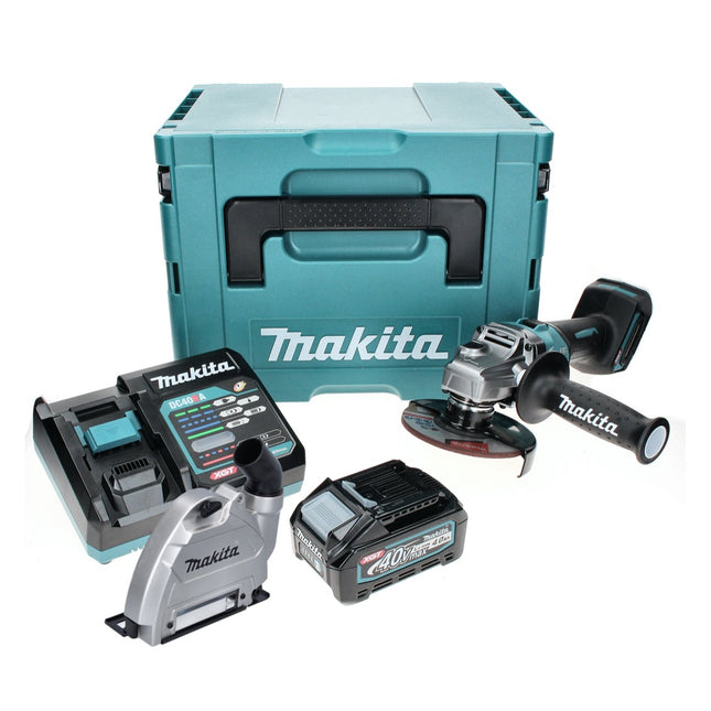 Makita GA008GM101 Cordless Angle Grinder 125 mm 40V max. Brushless XGT + 1x Battery 2.5 Ah + Charger + Suction Hood + Makpac Case
