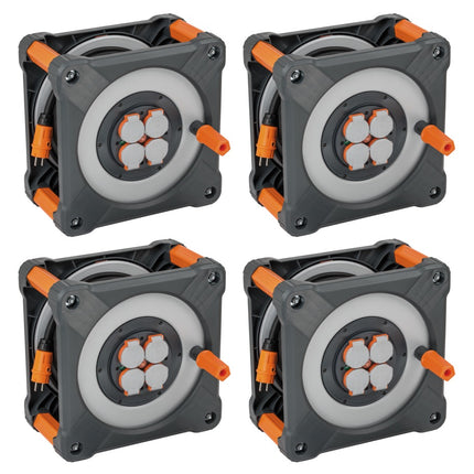 Brennenstuhl professionalLINE Set 4x Kabeltrommel mit Rundum Überrollschutz ( 4x 9201500100 ) 50 m 4 Steckdosen IP44 BGI 608