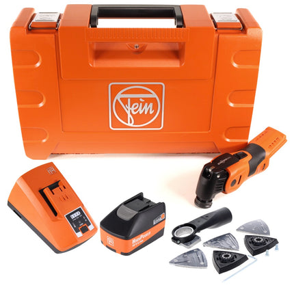 FEIN AFSC 18 QSL SuperCut Utensile ad oscillazione a batteria 18V SLM ( 71292760000 ) in valigetta + 1x Batteria High Power 5,2 Ah + Caricabatterie ALG 80