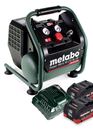 Metabo Power 160-5 18 LTX BL OF compresor de batería 18 V 8,0 bar sin escobillas + 2x batería 10,0 Ah + cargador