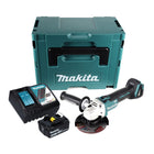 Makita DGA 504 RG1J Meuleuse d'angle sans fil 18 V 125 mm Brushless + 1x Batterie 6.0 Ah + Chargeur + Coffret Makpac