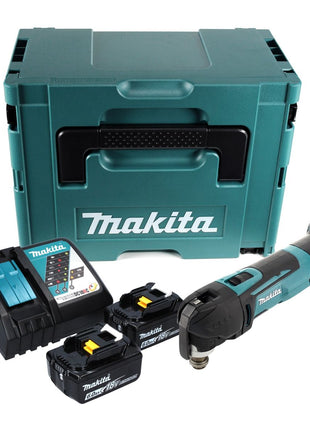 Makita DTM51RGJ 18V Cordless Multifunction Sander Cutter + 2x 6.0Ah Batterie + Caricabatteria + Makpac Case