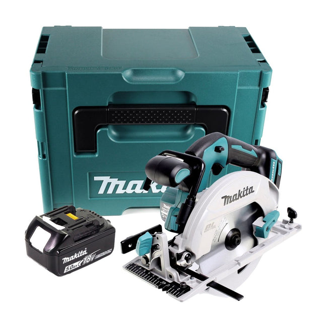 Makita DHS 680 T1J Sierra circular manual sin cable 18 V 165 mm sin escobillas + 1x batería recargable 5,0 Ah + Makpac - sin cargador