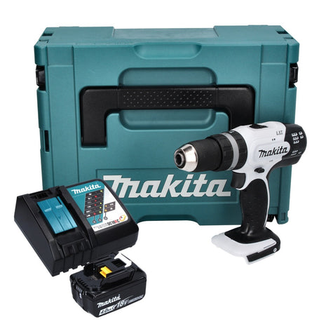 Makita DHP 453 RM1J W Akku Schlagbohrschrauber Weiß 18 V 42 Nm + 1x Akku 4,0 Ah + Ladegerät + Makpac