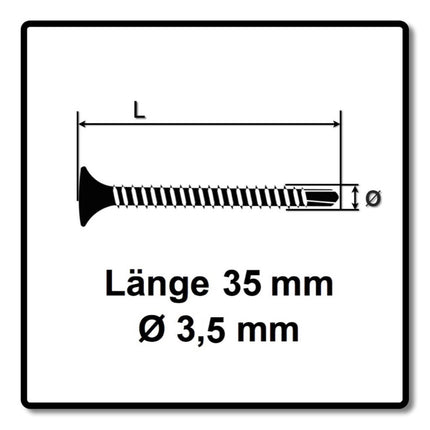 SPAX GIX-D Schnellbauschrauben 3,5 x 35 mm 2000 Stk ( 2x 1991170350356 ) Bohrspitze Phosphatiert Vollgewinde Trompetenkopf Kreuzschlitz H2