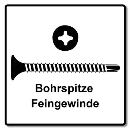 SPAX GIX-D Schnellbauschrauben 3,5 x 35 mm 5000 Stk ( 5x 1991170350356 ) Bohrspitze Phosphatiert Vollgewinde Trompetenkopf Kreuzschlitz H2
