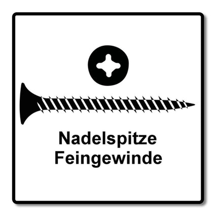 SPAX GIX-A tornillos para paneles de yeso 3,9 x 35 mm 5000 piezas (5x 1091170390356) rosca fina cabeza de trompeta ranura en cruz H2 punta de aguja fosfatada