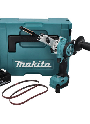 Makita DBS 180 T1J akumulatorowy pilnik taśmowy 18 V 9 x 533 mm bezszczotkowy + 1x akumulator 5,0 Ah + Makpac - bez ładowarki