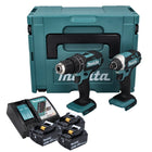 Makita DLX 2131 JX1 kit combinado sin cable 18 V con DHP 482 62 Nm + DTD 152 165 Nm + 3x batería recargable 3.0 Ah + cargador + Makpac