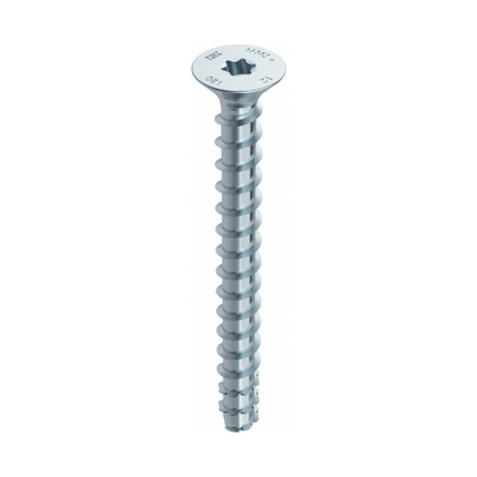 HECO MULTI MONTI plus F Vis d'ancrage 6,0x80mm, Vis à béton, Tête fraisée, T-Drive, Zinguée bleue, A2K, 50 pcs. (48501)