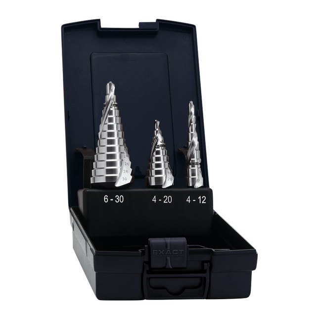 Exact Stufenbohrer Set 3 tlg. 4 - 30 mm ROTASTOP ( 07004 ) HSS spiralgenutet - Toolbrothers