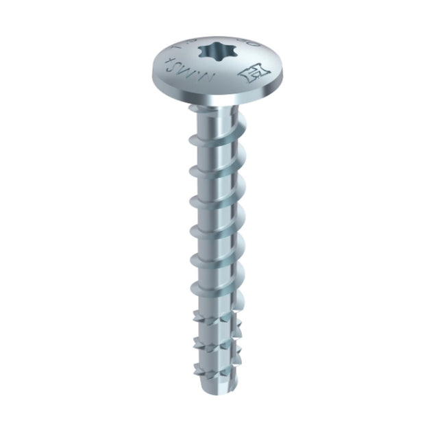 HECO MULTI MONTI plus MS Screw Anchor 7.5 x 60mm Concrete Screw flat round head T-Drive galvanised blue A2K 200pcs. (4x 52374)