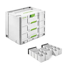 Festool Sortainer	SYS 4 TL-SORT/3 Werkzeugkoffer mit 3 Schubladen ( 200119 ) + Einsatzboxen Set 60x60/120x71 3xFT ( 201124 ) 17 tlg. - Toolbrothers