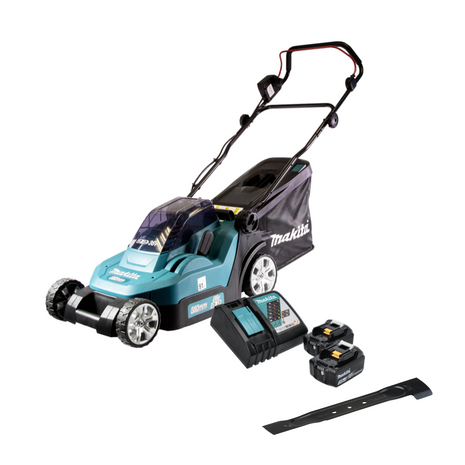 Makita DLM 382 RF2 kosiarka akumulatorowa 36 V ( 2x 18 V ) 38 cm 40 l + 2x akumulator 3,0 Ah + ładowarka + nóż sierpowy