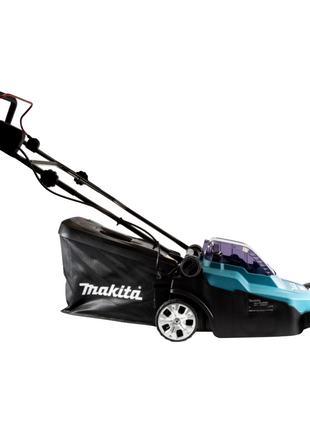 Makita DLM 382 PT2 cordless lawn mower 36 V ( 2x 18 V ) 38 cm 40 l + 2x battery 5.0 Ah + double charger + sickle blade