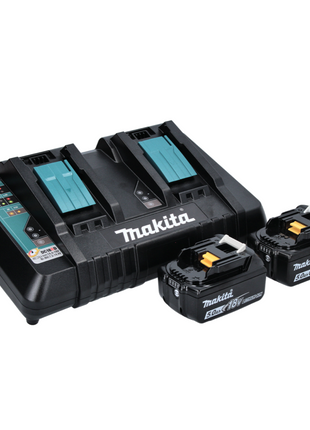 Makita DLM 382 PT2 tondeuse à gazon sans fil 36 V (2x 18 V) 38 cm 40 l + 2x batterie 5,0 Ah + double chargeur + lame faucille