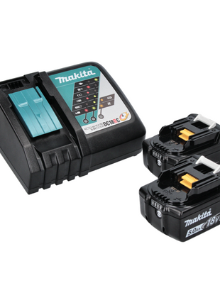 Soplador de hojas a batería Makita DUB 186 RT 18 V + 2 baterías 5,0 Ah + cargador