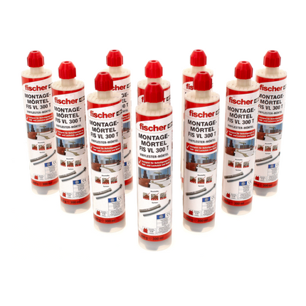 Fischer FIS VL 300 T Injection Mortar Vinylester 2-component Mortar + 10x Cartridges + 20x Static Mixers + HWK K Case (558724)