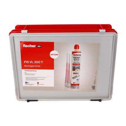 Fischer FIS VL 300 T Injection Mortar Vinylester 2-component Mortar + 10x Cartridges + 20x Static Mixers + HWK K Case (558724)