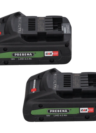 Prebena Battery Set 18V: 2x LiHD Batteries 4Ah + Charger 12-36 CAS System