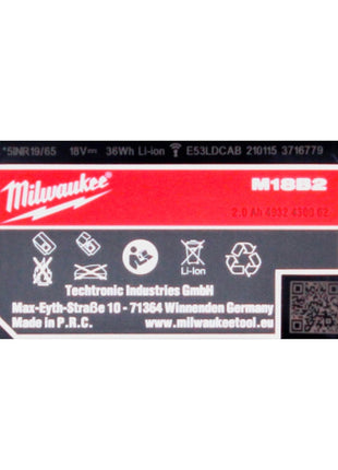 Milwaukee M18 B2 Set de batteries 2x 2,0Ah / 2000mAh - 18V, RED Li-Ion (2x 4932430062)