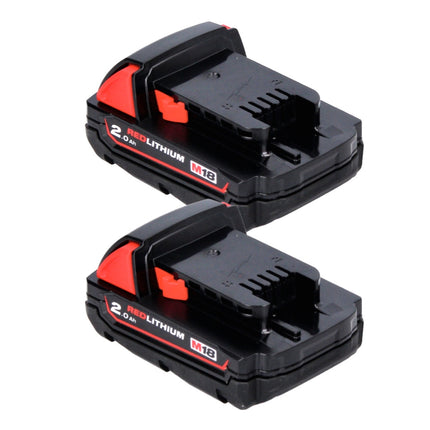 Kit de arranque de batería Milwaukee M18 B2 18 V 2x 2,0 Ah (2x 4932430062) + cargador M12-18C 12 - 18 V (4932352959)