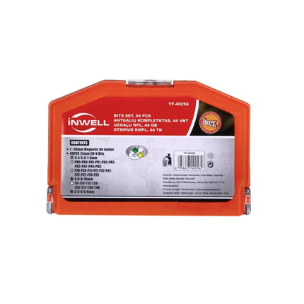 Inwell YF-40256 Bit Set Chrome Vanadium Steel - 25 mm Length - 44 pieces