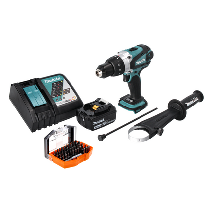 Makita DHP 458 RF1 Akku Schlagbohrschrauber 18 V 91 Nm + 1x Akku 3,0 Ah + Ladegerät + 44 tlg. Bit Set