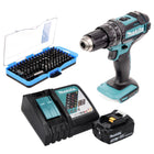 Makita DHP 482 RF1 Perceuse-visseuse à percussion sans fil 18 V 62 Nm + 1x Batterie 3,0 Ah + Chargeur + Jeu de 100 embouts