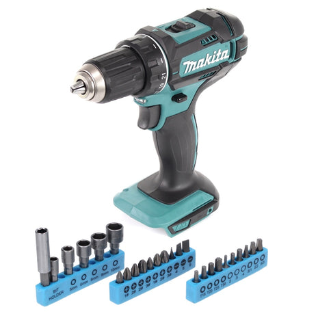 Taladro atornillador inalámbrico Makita DDF 482 Z 18 V 62 Nm + juego de llaves de vaso de 26 piezas - sin batería, sin cargador