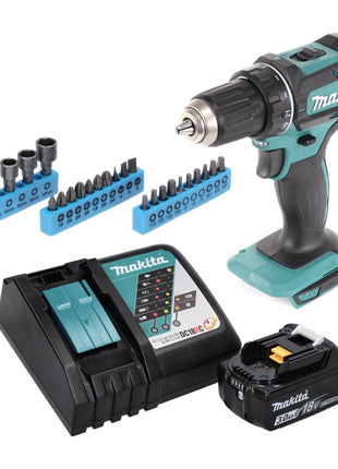 Makita DDF 482 RF1 Cordless Drill Driver 62Nm 18V + 1x Battery 3.0Ah + Charger + Socket spanner set - 26 pcs.