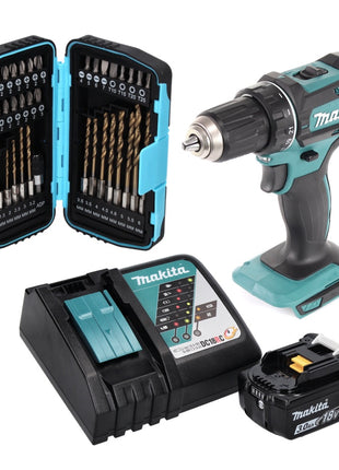 Makita DDF 482 RF1 taladro atornillador inalámbrico 18 V 62 Nm + 1x batería 3,0 Ah + cargador + juego de brocas de 40 piezas