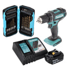 Makita DDF 482 RF1 Akku Bohrschrauber 18 V 62 Nm + 1x Akku 3,0 Ah + Ladegerät + 40 tlg. Bit Bohrer Set