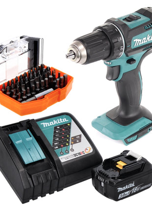 Makita DDF 482 RF1 taladro atornillador inalámbrico 18 V 62 Nm + 1x batería 3,0 Ah + cargador + juego de puntas 44 piezas