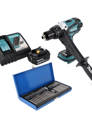 Makita DDF 458 RF1 Akku Bohrschrauber 18 V 91 Nm + 1x Akku 3,0 Ah + Ladegerät + 40 tlg. Bit Set