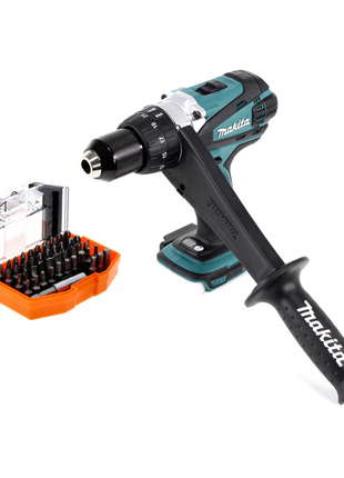 Taladro atornillador inalámbrico Makita DDF 458 Z 18 V 91 Nm + juego de puntas 44 piezas - sin batería, sin cargador