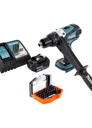 Makita DDF 458 RF1 Perceuse-visseuse sans fil 18 V, 91Nm + 1x Batterie 3,0 Ah + Chargeur + Set d'embouts, 44 pcs.