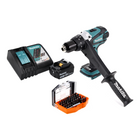 Makita DDF 458 RF1 taladro atornillador inalámbrico 18 V 91 Nm + 1x batería 3,0 Ah + cargador + juego de puntas 44 piezas