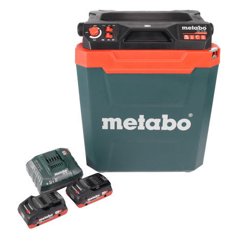 Frigorifero a batteria Metabo KB 18 BL 18 V con funzione keep warm 28 l senza spazzole + 2x batteria ricaricabile 4,0 Ah + caricatore