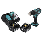 Taladro percutor inalámbrico Makita DHP 456 RM 18 V 50 Nm + 2 baterías 4,0 Ah + cargador