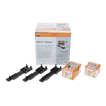 HECO set Clipper - 200 pièces (4x 62052) fixation invisible pour revêtements de terrasse sans rainure