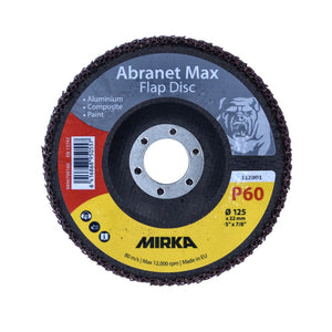 Mirka Abranet Max Flap disc T29 125 mm 22 mm ALOX 60 ( 10x 8896700160 ) Fächerscheibe für Aluminium, Verbundstoffe, Lack