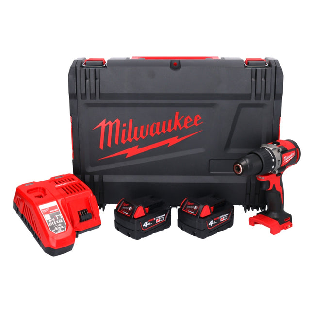 Taladro percutor inalámbrico Milwaukee M18 BLPD2-402X 18 V 82 Nm sin escobillas + 2x baterías 4,0 Ah + cargador + caja HD