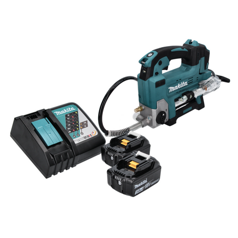 Makita DGP 180 RF cordless grease gun 18 V 690 bar + 2x rechargeable battery 3.0 Ah + charger