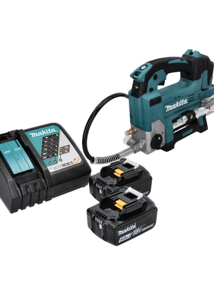 Makita DGP 180 RT Akku Fettpresse 18 V 690 bar + 2x Akku 5,0 Ah + Ladegerät